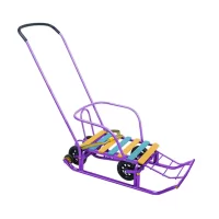 sanie pliabila cu spatar si roti pentru copii 2