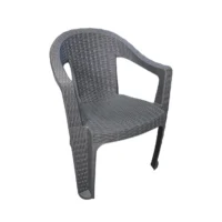 scaun de gradina din plastic ratan gri inchis 1