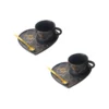 set 2 cesti de cafea cu farfurii si lingurite negru auriu 1