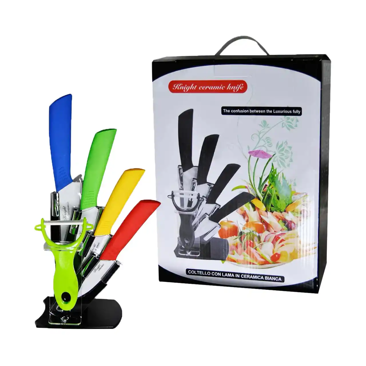 set 5 cutite de bucatarie cu suport negru 2