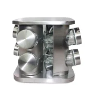 set 8 recipiente de condimente cu suport rotativ patrat 2