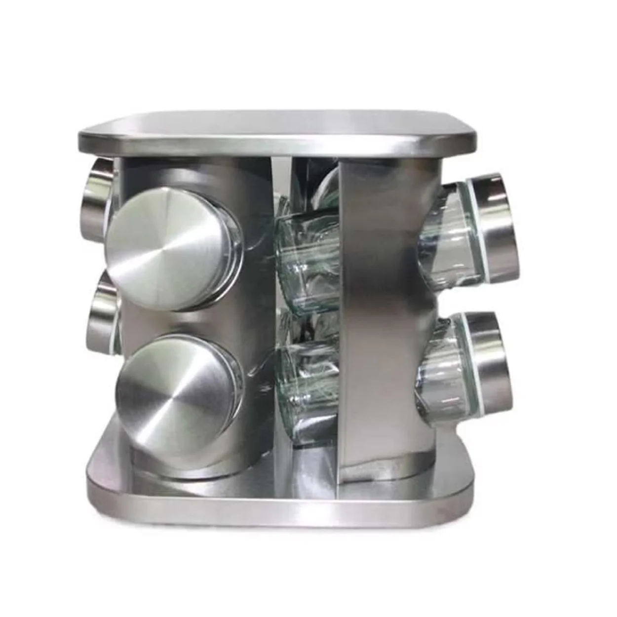 set 8 recipiente de condimente cu suport rotativ patrat 2