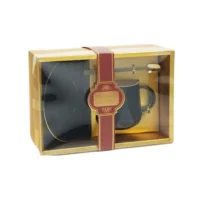 set cana si farfurie ceramica cu lingurita metalica 1