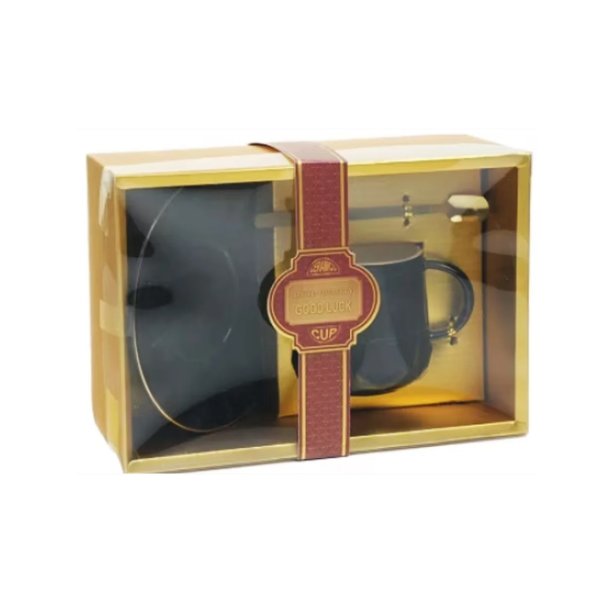 set cana si farfurie ceramica cu lingurita metalica 1