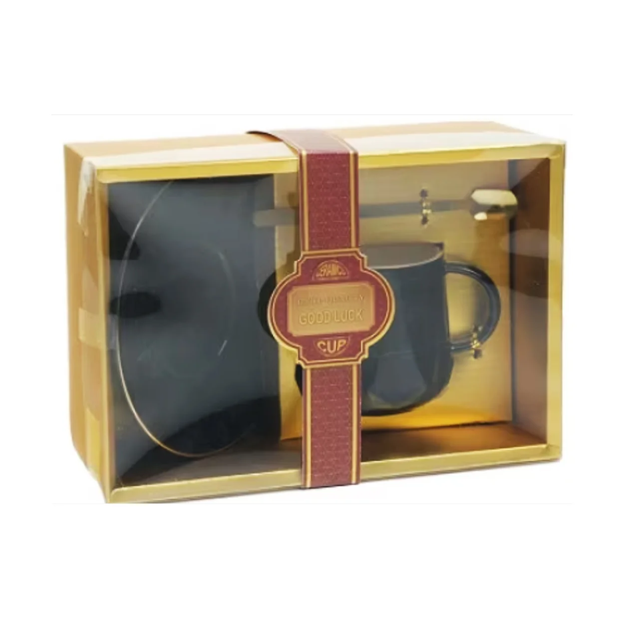 set cana si farfurie ceramica cu lingurita metalica 2