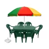 set masa plastic cu 6 scaune si umbrela de soare verde 1 1
