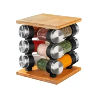 suport rotativ din bambus cu 12 recipiente condimente 90 ml 1