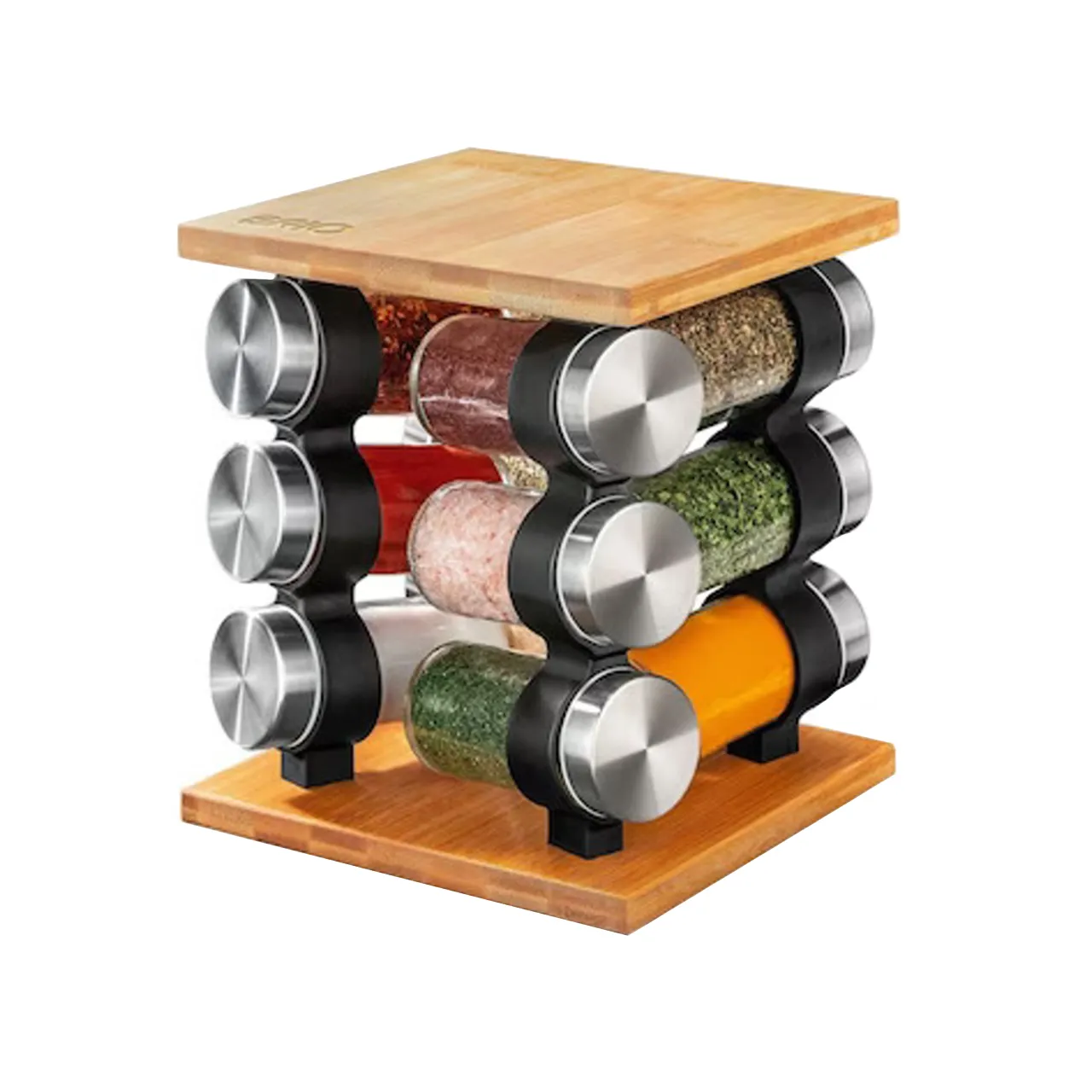 suport rotativ din bambus cu 12 recipiente condimente 90 ml 1