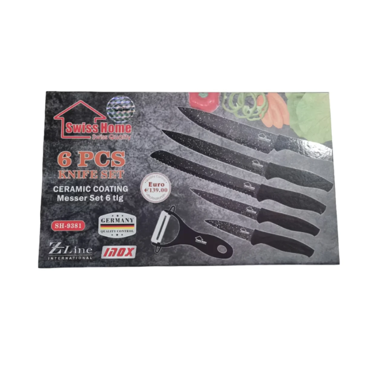 swiss home cutite inox cu invelis ceramic negru set 6 bucati 2 Copy