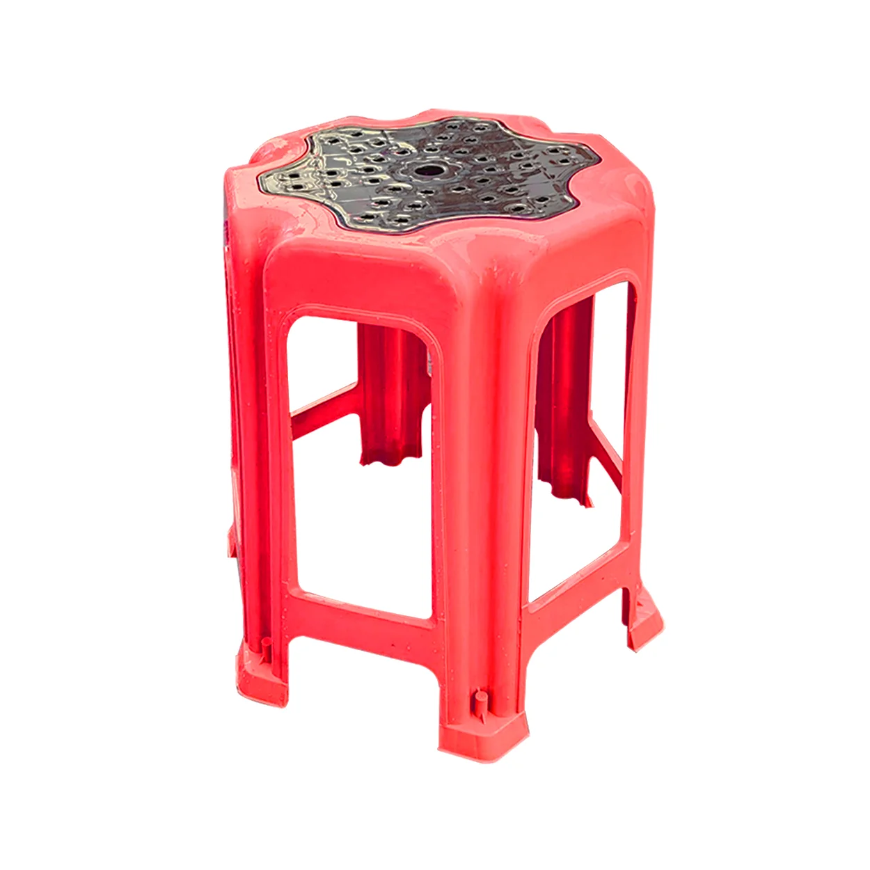 taburet plastic hexagonal rosu 34 5x47 cm 1