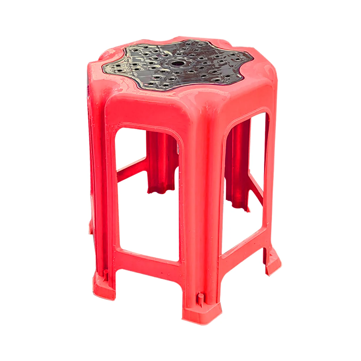 taburet plastic hexagonal rosu 34 5x47 cm 2