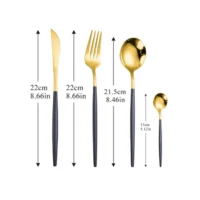 tacamuri otel inoxidabil model portughez auriu negru 24 piese 3