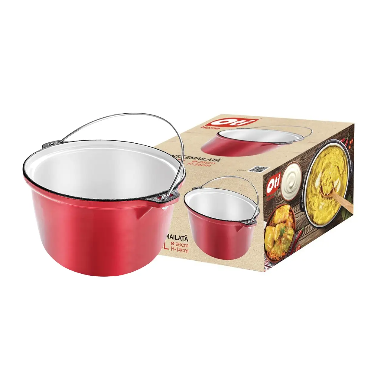 tuci fonta emailata oti 4 litri 24 cm rosu 1