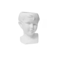 vaza ceramica cu chip de copil alba 21x7 cm 1