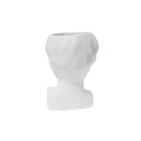 vaza ceramica cu chip de copil alba 21x7 cm 2