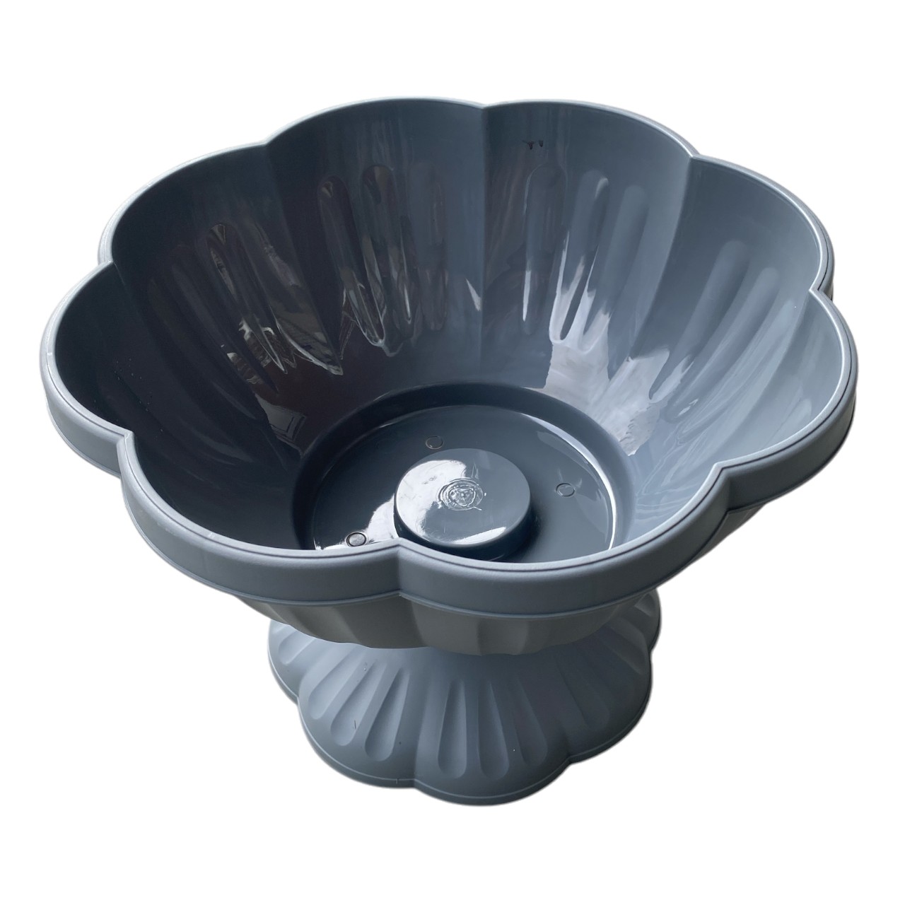 Ghiveci plastic cu picior 32 cm, gri - imagine 2