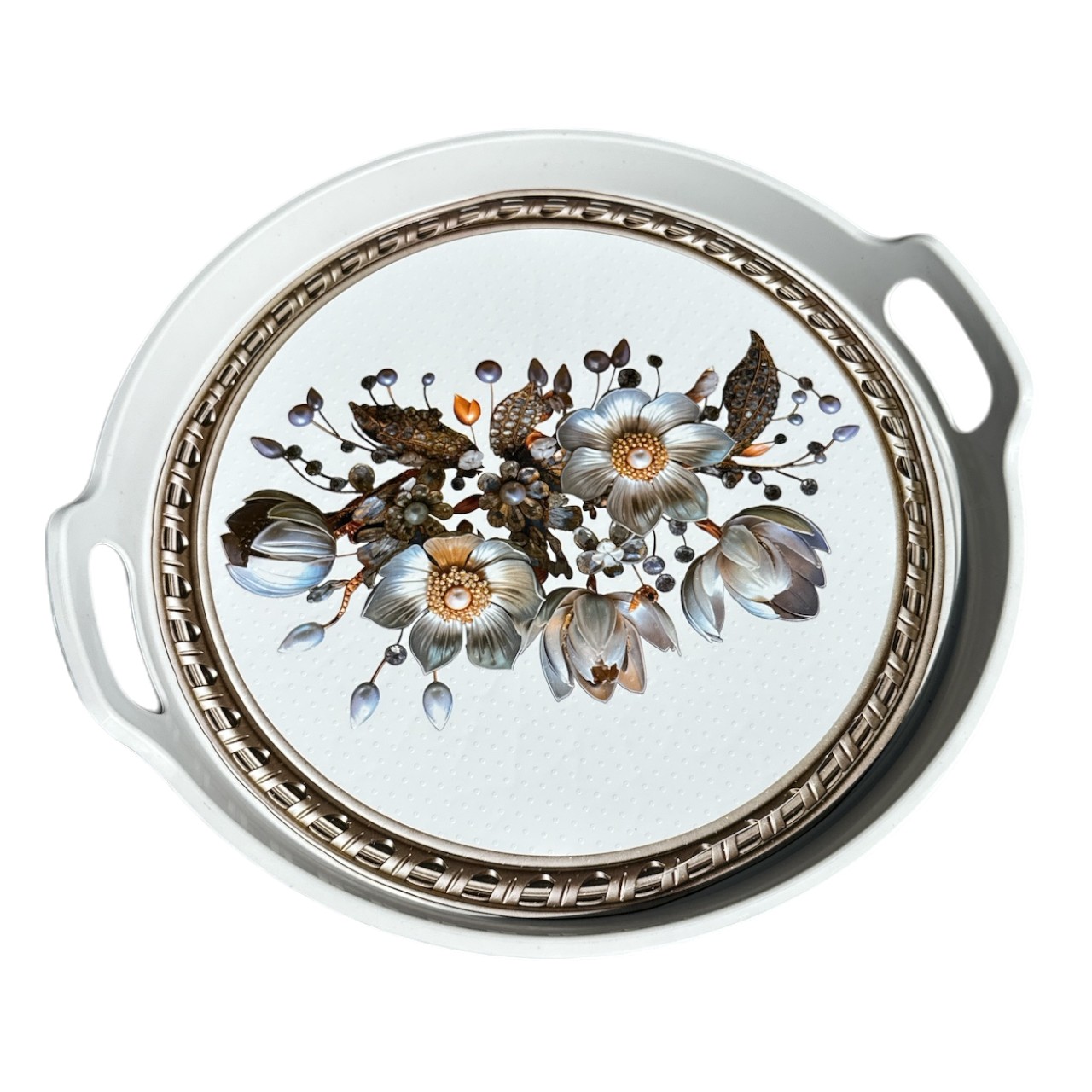 Tava servire plastic de bar, rotunda cu manere