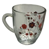 Cana sticla transparenta cu toarta si model, 255 ml