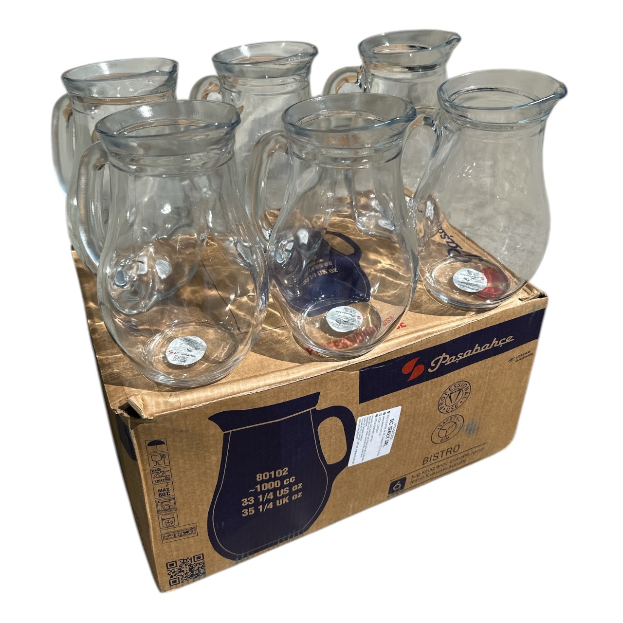 Carafa din sticla transparenta (1 litru) 6 bucati