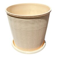 Ghiveci plastic decorativ imitatie ratan (CREM)16 litri