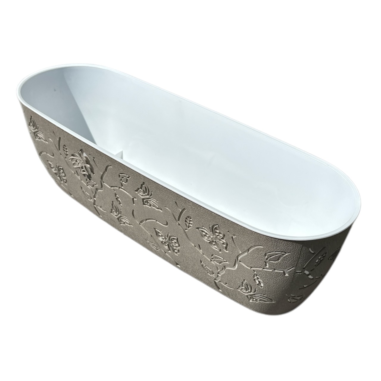 Jardiniera Plastic, 3D cu fluturi (Crem) 47 cm - imagine 2