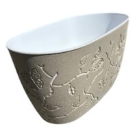 Jardiniera plastic, decorativa cu fluturi 3D, Crem