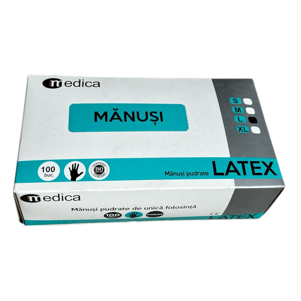 Manusi Latex Pudrate Medicale (Albe) Marime L, 100 bucati