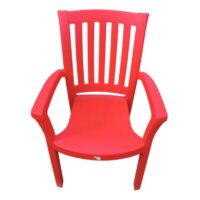 Scaun plastic gradina (Rosu) cu spatar, 6 bucati