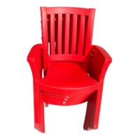 Scaun plastic gradina (Rosu) cu spatar, 6 bucati