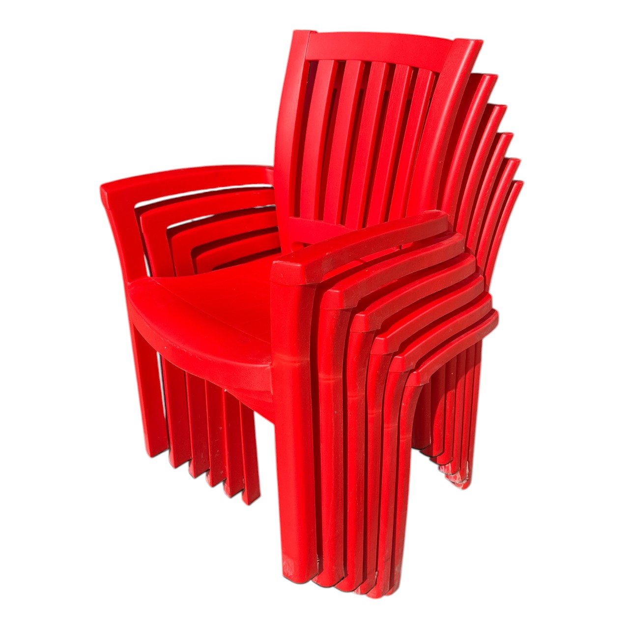 Scaun plastic gradina (Rosu) cu spatar, 6 bucati - imagine 4