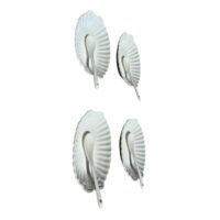 Sosiera ceramica model scoica cu lingurita, alba, 4 bucati