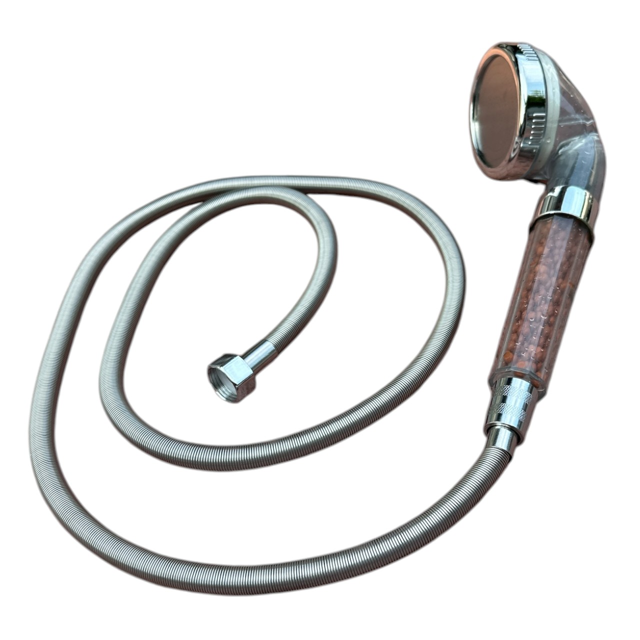 Cap de dus cu presiune si filtru calcar (P17) + Furtun din inox 2 M