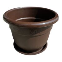 Ghiveci plastic pentru flori, 20 cm, maro inchis