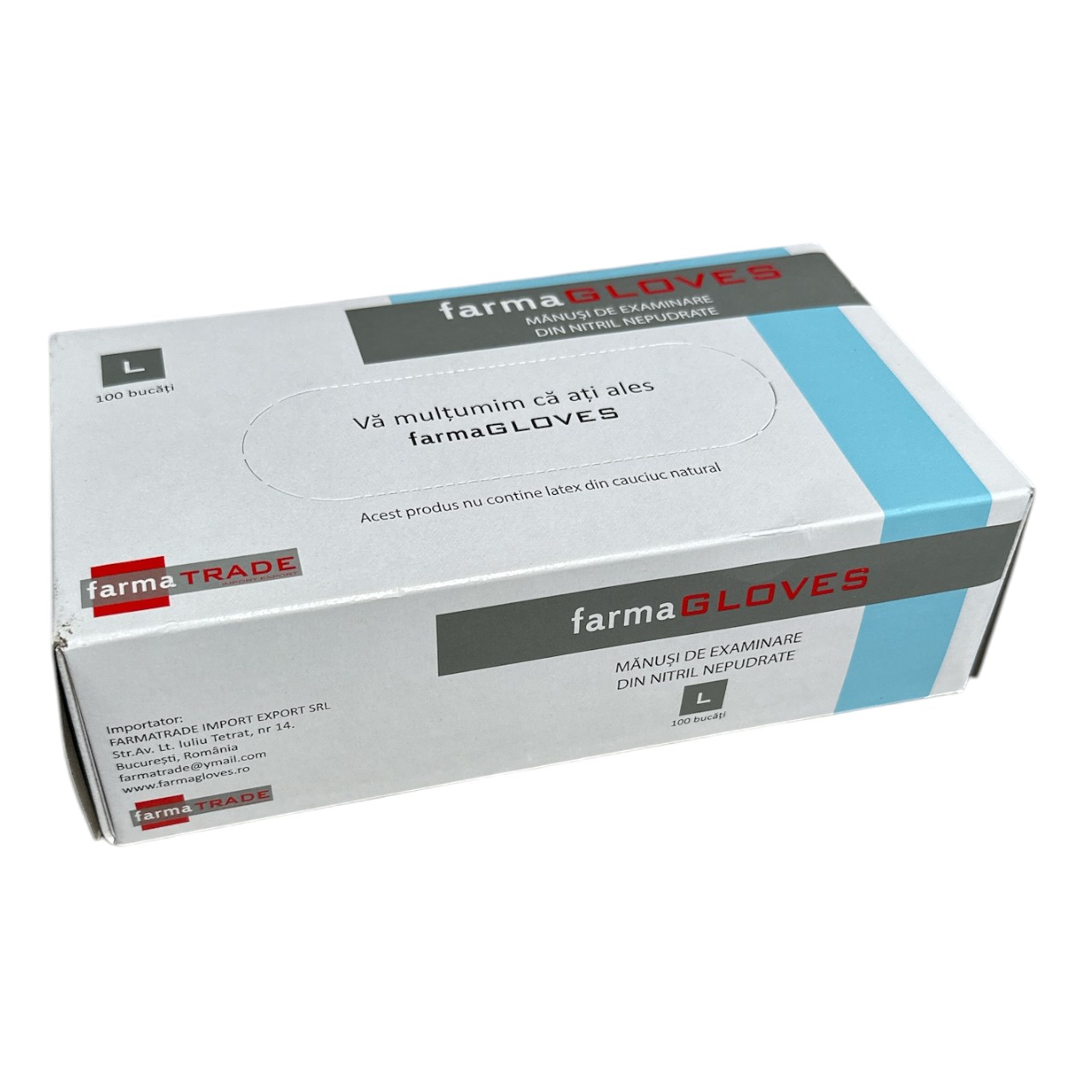 Manusi din nitril ,,L'' fara pudra (Albastre) - 100 bucati - imagine 2