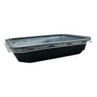 Caserole unica folosinta 500 ml cu capac, negre 50 bucati