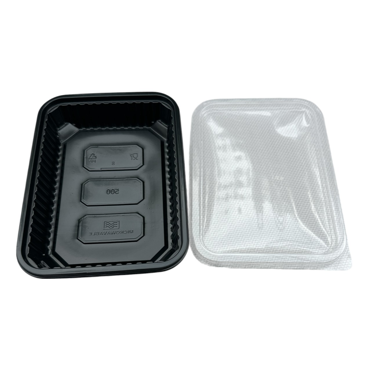 Caserole unica folosinta 500 ml cu capac, negre 50 bucati