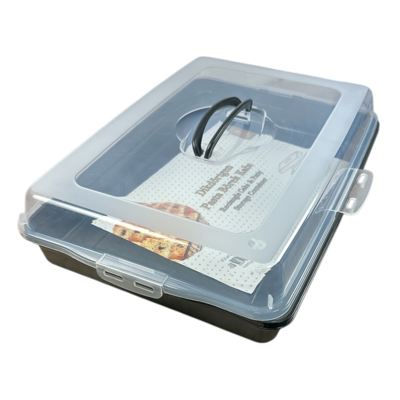 Platou cu capac pentru prajituri, Cutie plastic cu capac 44x30x9cm