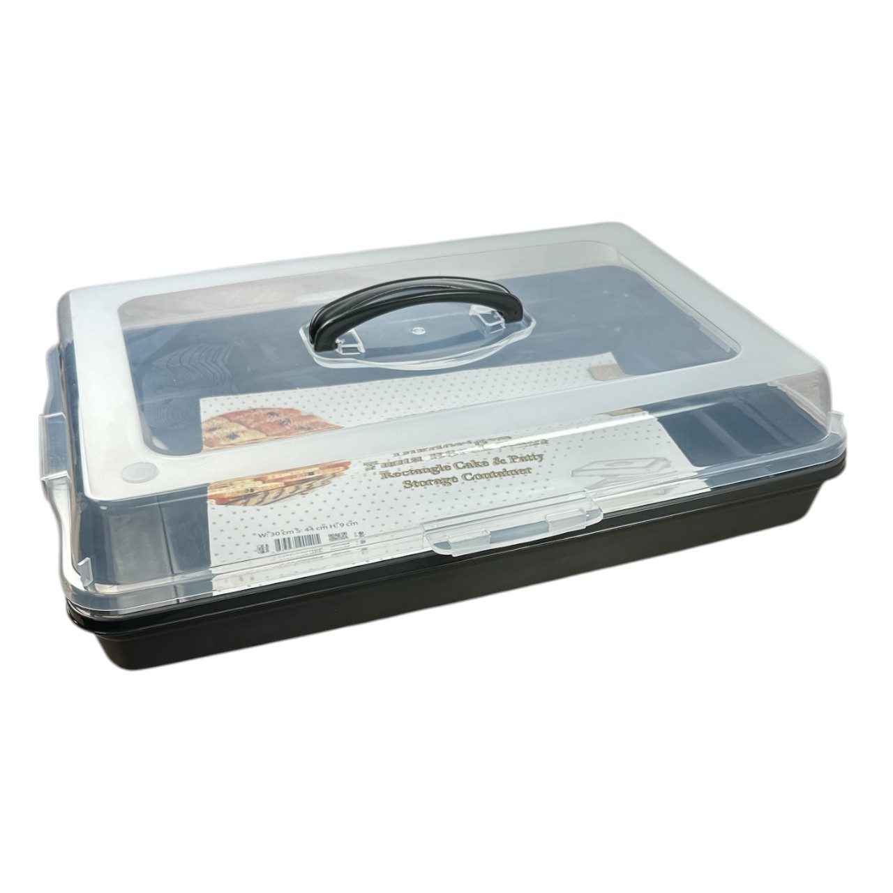 Platou cu capac pentru prajituri, Cutie plastic cu capac 44x30x9cm - imagine 2