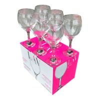 Pahare bere cu picior din sticla 300 ml, set 6 buc