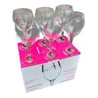 Pahare bere cu picior din sticla 300 ml, set 6 buc