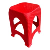 Scaun (taburet) plastic tip ratan, Rosu