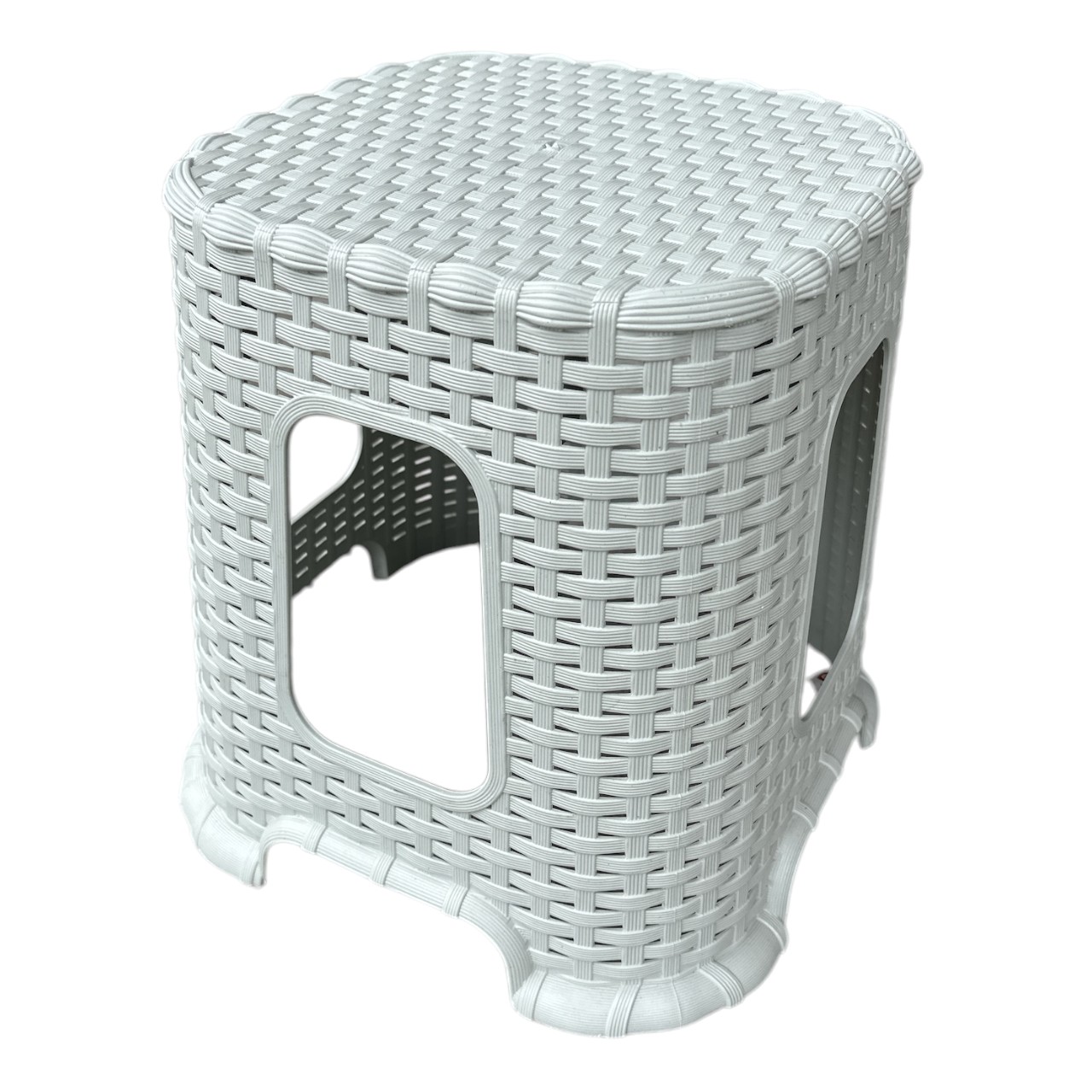 Taburet Plastic Mic (Alb Murdar) Tip Ratan - imagine 2