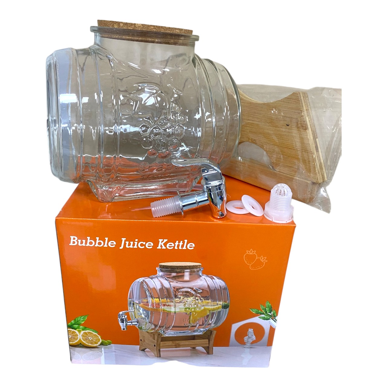 Borcan limonada din sticla cu robinet si suport 3L - imagine 3