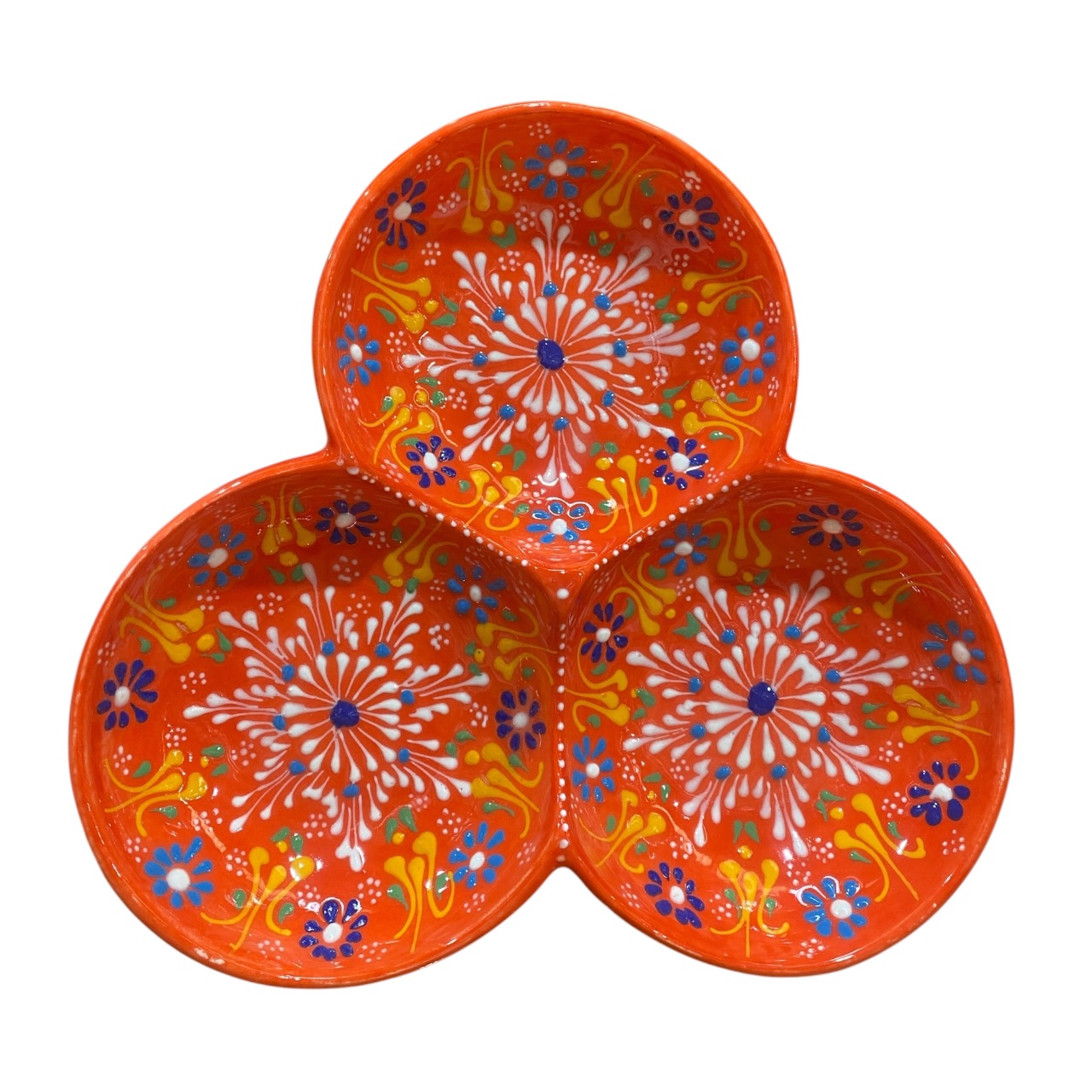 Platou ceramic 3 compartimente, pictat manual 21 cm - imagine 2