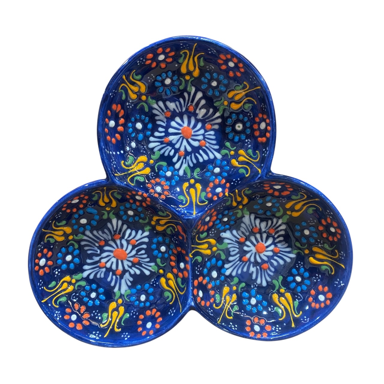 Platou ceramic 3 compartimente, pictat manual 21 cm - imagine 4