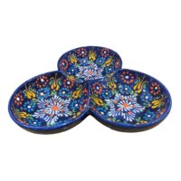 Platou ceramic 3 compartimente, pictat manual 21 cm