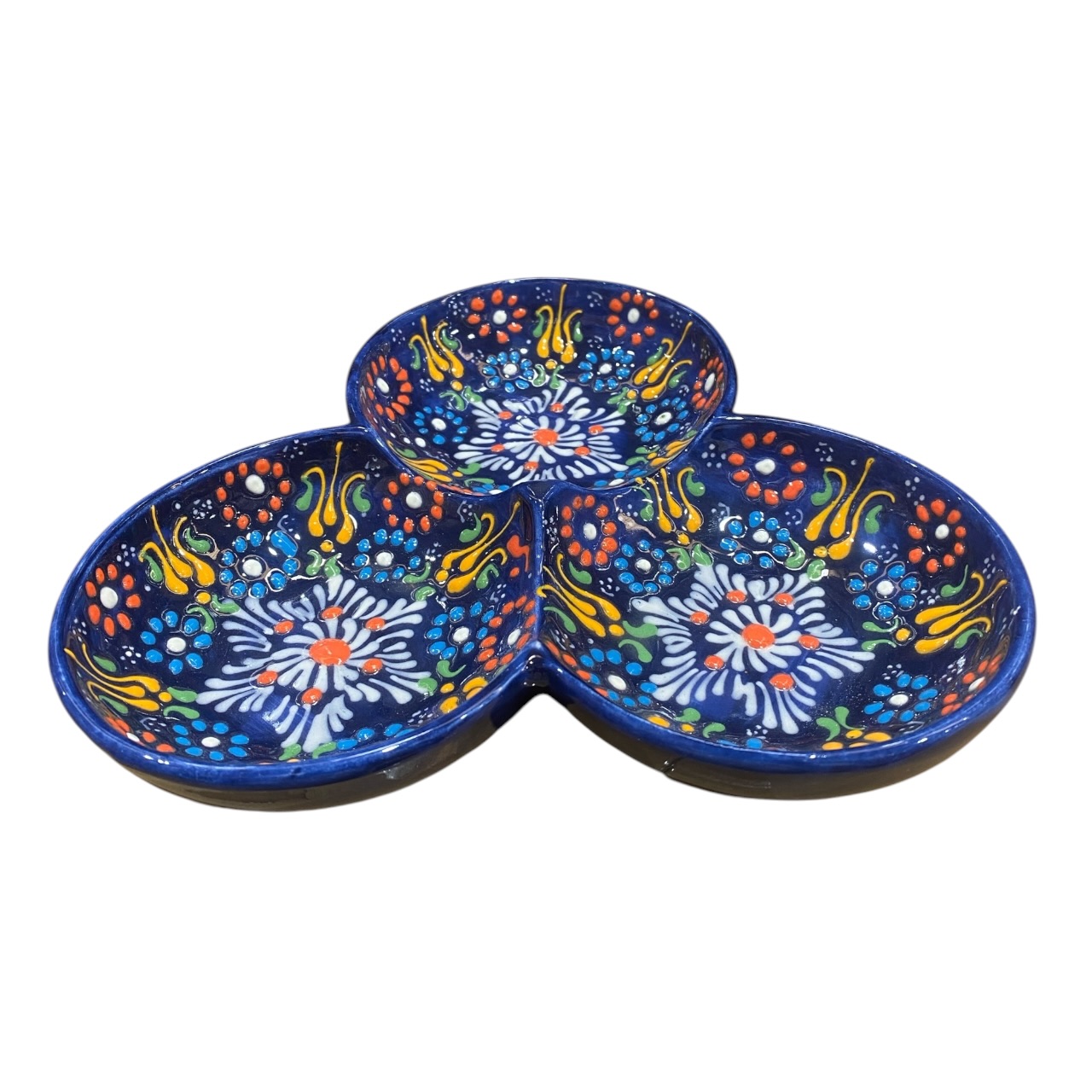 Platou ceramic 3 compartimente, pictat manual 21 cm - imagine 3