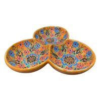 Platou ceramic 3 compartimente, pictat manual 21 cm