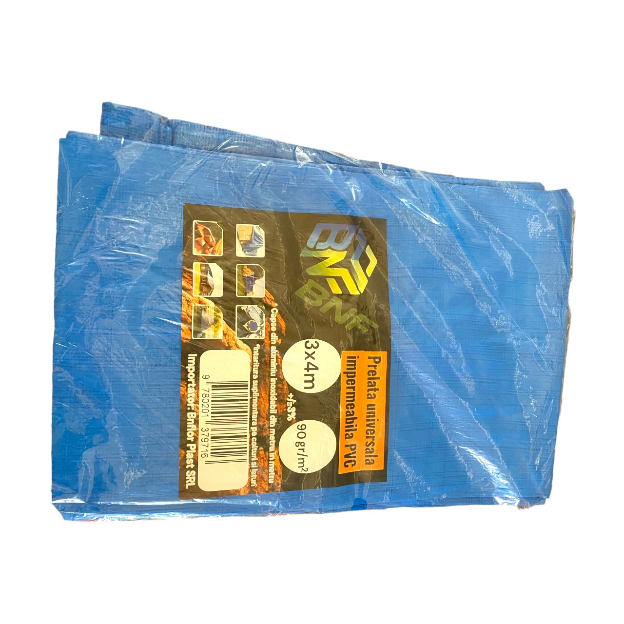 Prelata PVC universala, impermeabila (Albastra) 3x4m 90gr/m2 - imagine 2