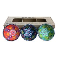Set 3 Boluri ceramica , pictat manual 8 cm